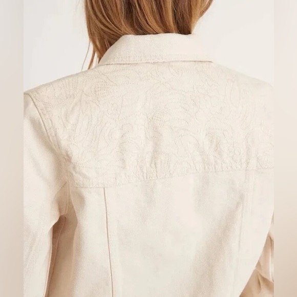 Marine Layer Embroidered Denim Jacket in Natural Size Small - Picture 4 of 11